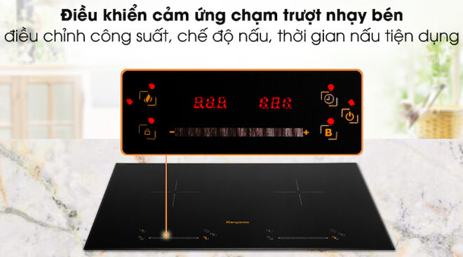 Bếp từ đôi kangaroo kg856i sở hữu bảng điều khiển cảm ứng linh hoạt