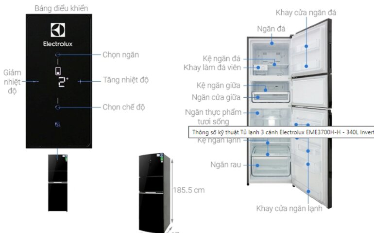 Tủ lạnh Electrolux 3 cánh