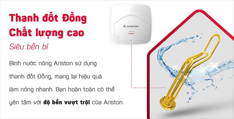 Ariston Vitaly 15 lít - Giải pháp nhỏ gọn, an toàn cho nhu cầu nước nóng cá nhân