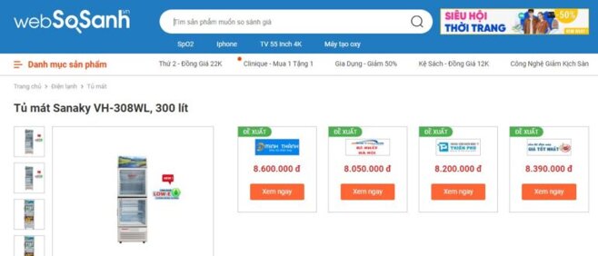 Giá tủ mát Sanaky 308wl bao nhiêu tiền?