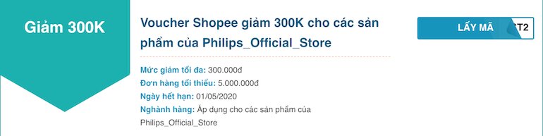 Shopee giảm 300K cho các sản phẩm của Philips Official Store