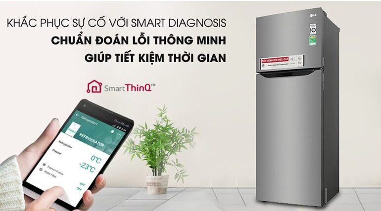 Tủ lạnh LG GN-M208PS có tính năng chuẩn đoán nhờ công nghệ Smart Diagnosis