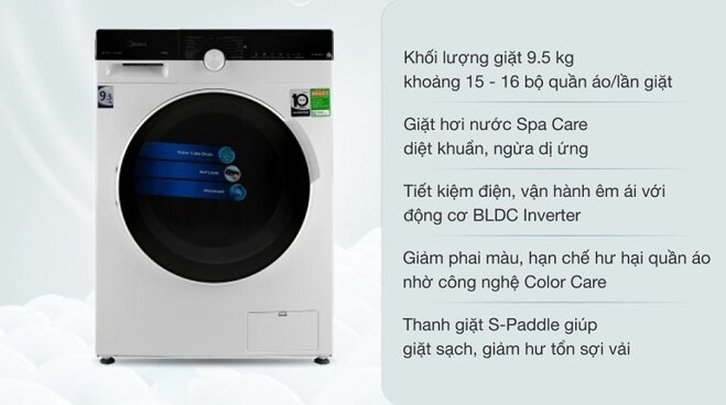 Máy giặt Midea Inverter 9.5 Kg MFK95-1401WK