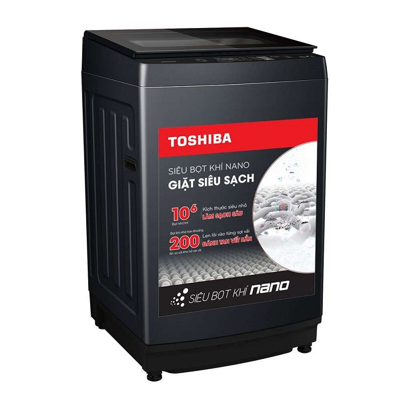 Máy giặt Toshiba lồng đứng Inverter 12kg AW-DUK1300KV(SG) có thiết kế lồng đứng nhỏ gọn cùng màu đen sang trọng