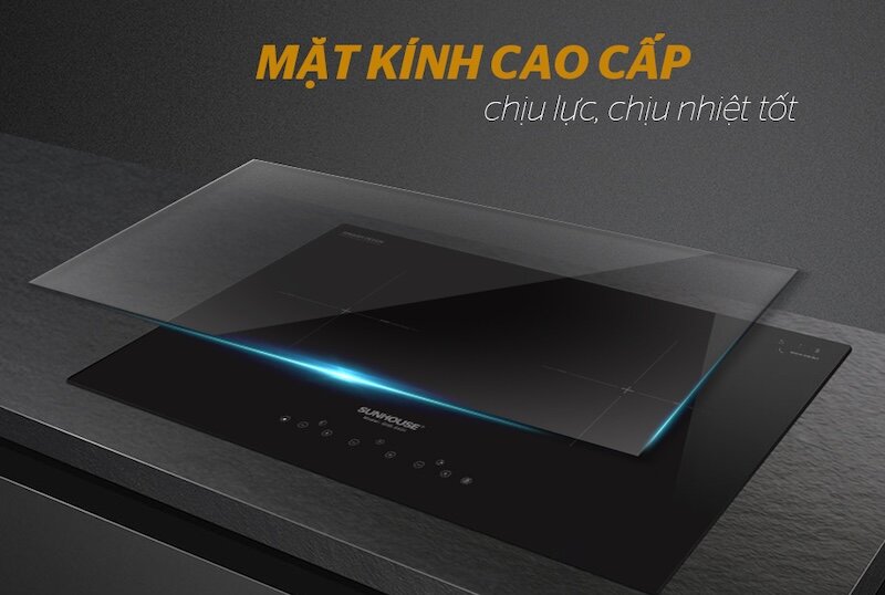 Mặt của bếp từ Sunhouse SHB-DI01 được sử dụng lớp kính chịu lực cực bền