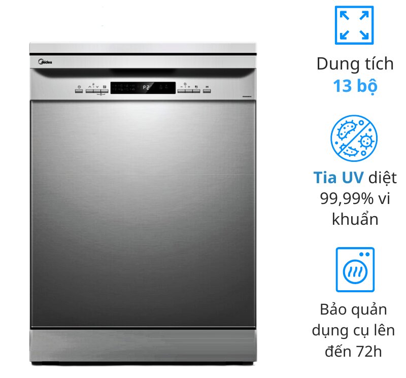 Bật mí bí quyết rửa bát sạch bong kin kít với máy rửa bát Midea MDW13-7635QS