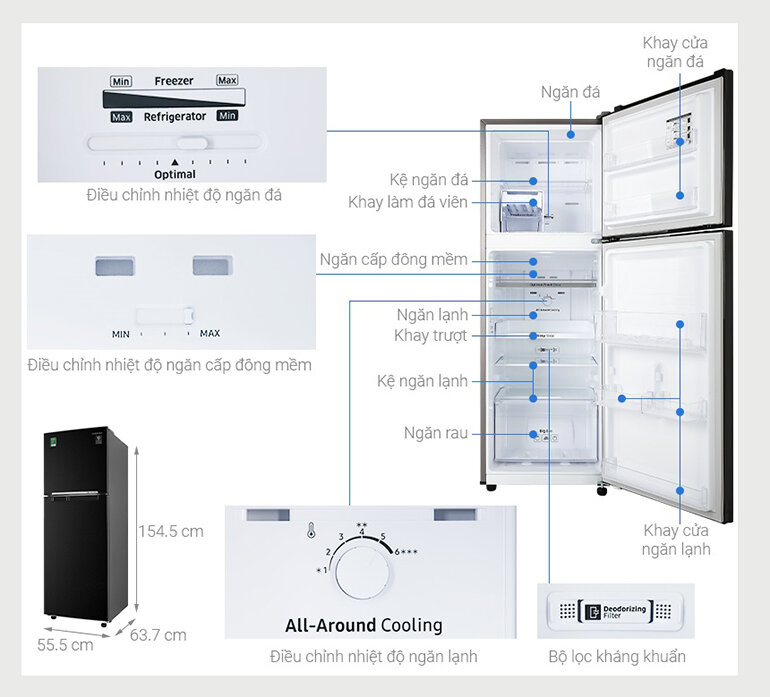 Tủ lạnh Samsung Inverter 236 lít RT22M4032BU/SV