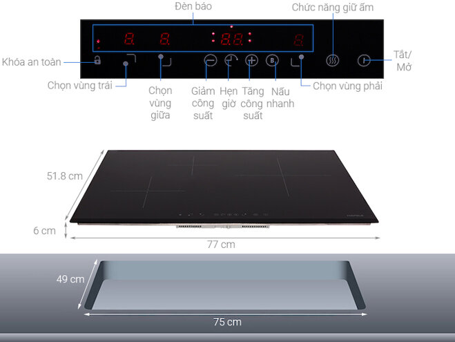 Bếp từ âm 3 vùng nấu Hafele HC-IS773EA 535.02.242