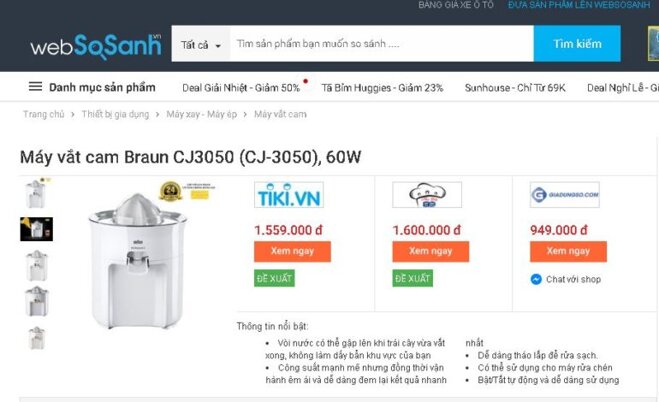 Máy vắt cam Braun CJ3050 của Đức - Giá rẻ nhất 949.000 vnđ