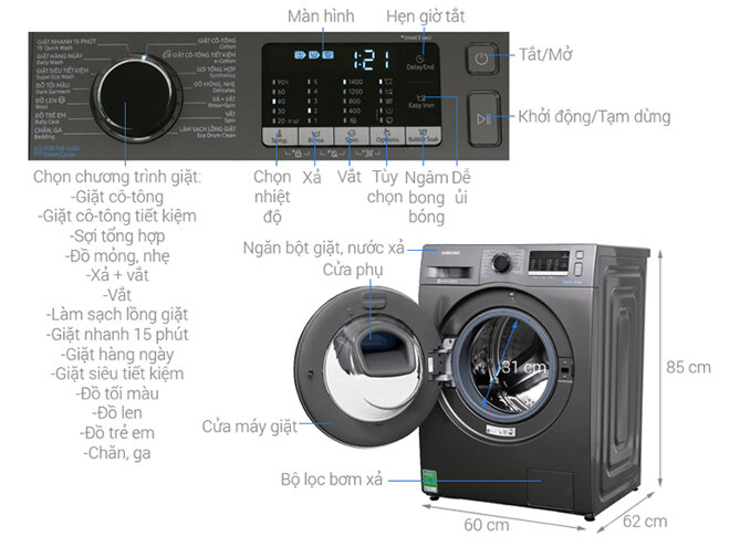 Máy Giặt Cửa Trước AddWash WW85K54E0UX/SV