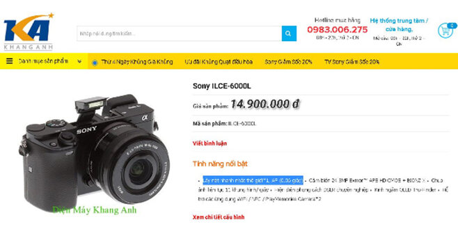 Máy ảnh Sony ILCE-6000L