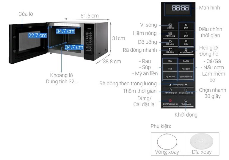 Lò vi sóng Panasonic NN-ST65JBYUE sở hữu đa dạng chức năng