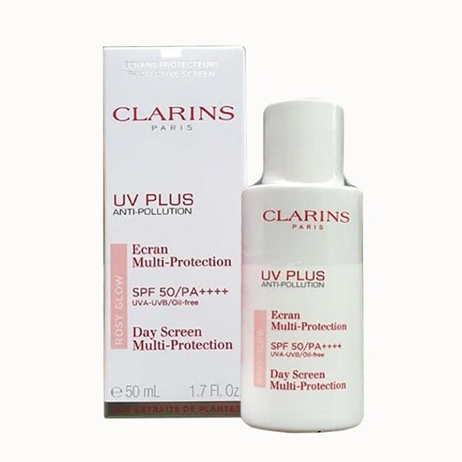 Kem chống nắng Clarins UV Plus SPF50 Rosy Glow chất kem màu hồng