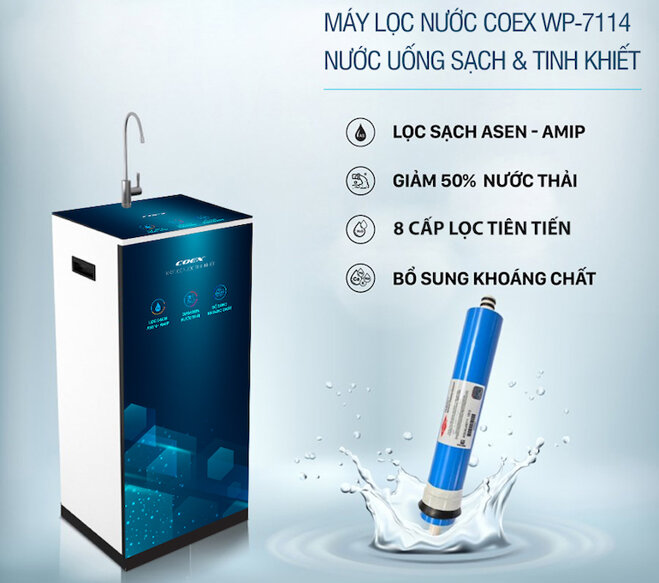 Máy Lọc Nước RO Coex WP-7114 sở hữu hệ thống lọc chất lượng