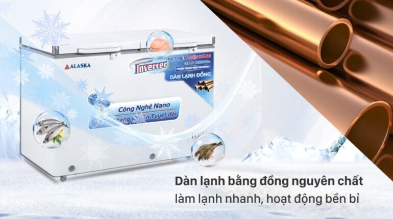 Tủ đông Alaska BCD-3568CI được ứng dụng công nghệ làm lạnh inverter với hiệu suất làm lạnh cao