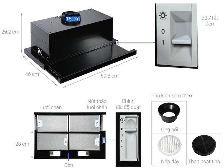 Máy hút mùi âm tủ Hafele HH-SG70A 533.89.021