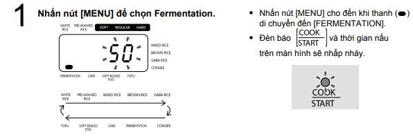 Nhấn nút [Menu] để chọn Fermentation