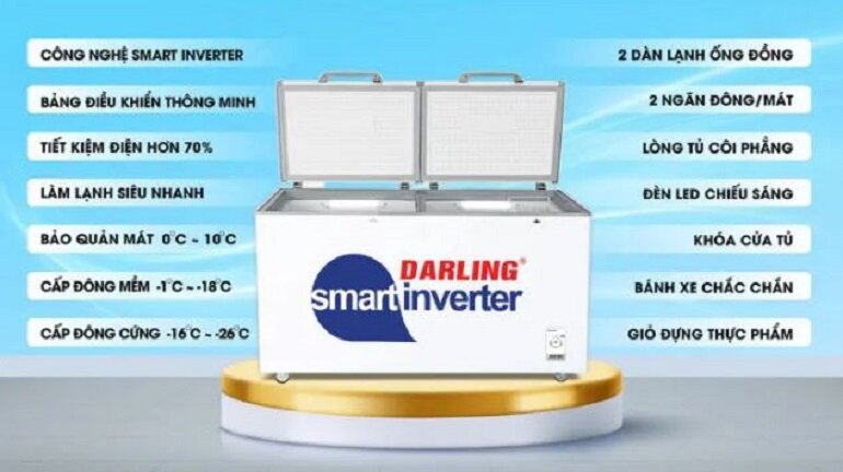 lắp đặt tủ đông Darling DMF-3699WSI-4 ở vị trí xa các nguồn nhiệt như: bếp điện, bếp gas, các đồ điện khác ít nhất 15 - 20 cm