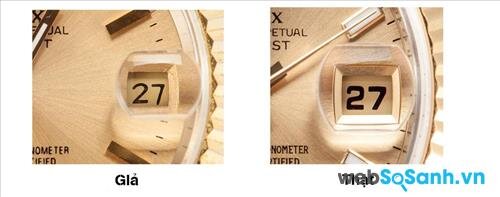 Số chỉ ngày trên mặt đồng hồ Rolex chính hãng khá lớn và rõ ràng