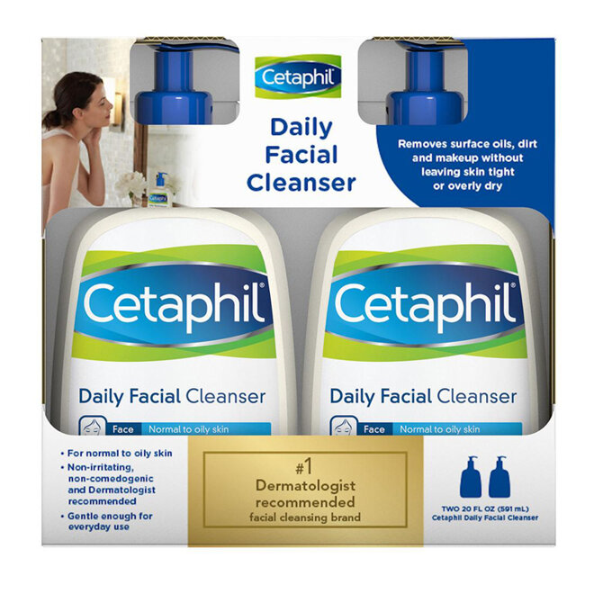 Sữa rửa mặt Cetaphil cho da dầu và mụn Daily Facial Cleanser - Giá tham khảo: 210.000 vnđ/ chai 237ml và khoảng 350.000 vnđ - 490.000 vnđ/ chai 473ml