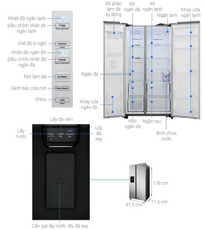 Tủ lạnh Side by Side 660 lít Samsung RS64R5101SL/SV