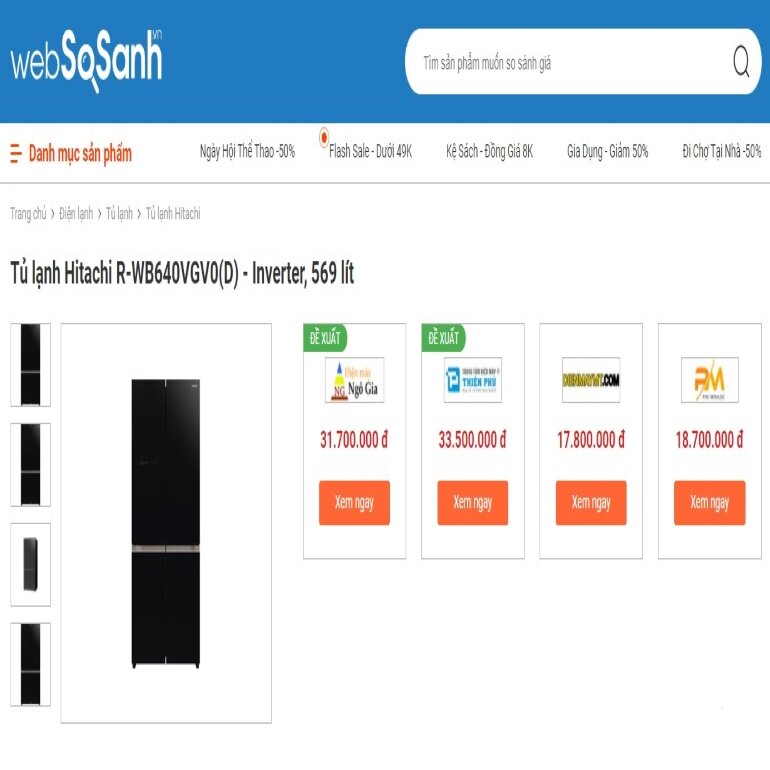 Tủ lạnh Hitachi R-WB640VGV0