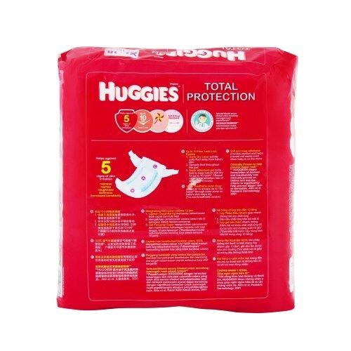 Huggies Total protection XL18 sở hữu hệ thống chống tràn suốt 10 tiếng