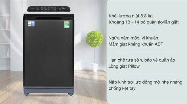 Máy giặt lồng đứng Aqua 8.8 KG AQW-FR88GT.BK