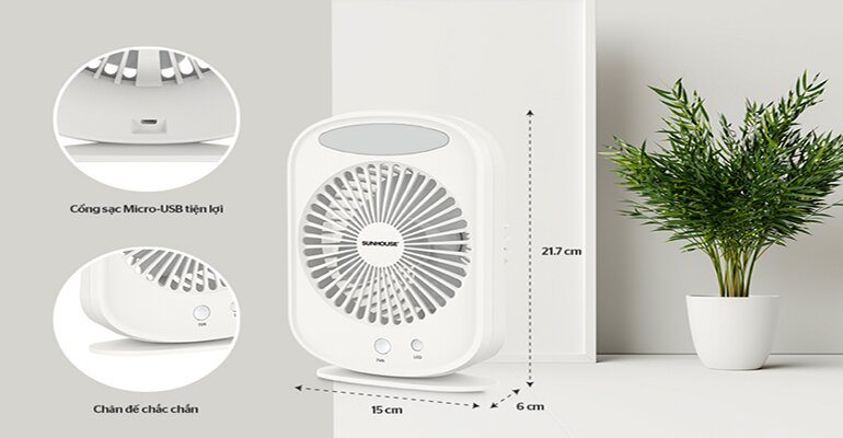Quạt tích điện Sunhouse SHD7110 với thiết kế cùng gam màu trắng trang nhã hiện đại quạt tích điện Sunhouse SHD7110