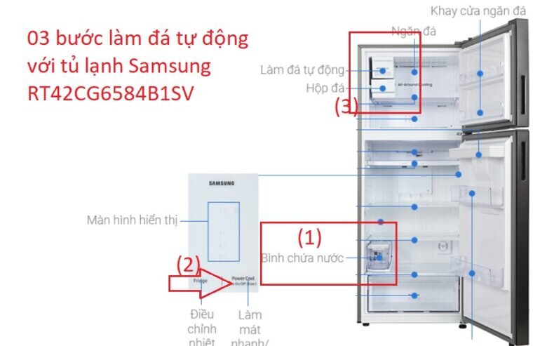 Hướng dẫn cách dùng chế độ làm đá tự động của tủ lạnh Samsung RT42CG6584B1SV 