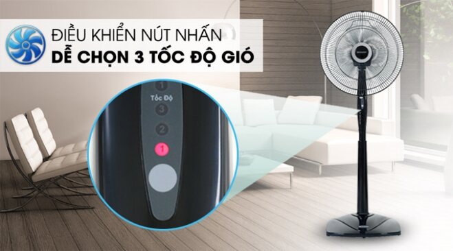 Quạt đứng Sharp PJ-S40RV: Công suất 50W tạo gió mạnh mẽ, đầy đủ tính năng!