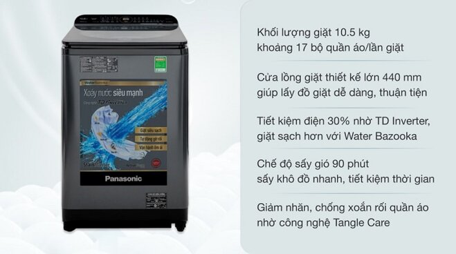 Máy giặt Panasonic Inverter 10.5 Kg NA-FD10AR1BV