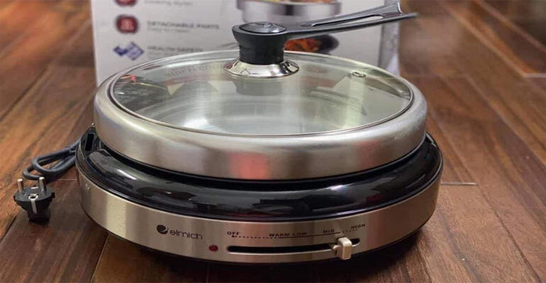 Nồi Elmich EDA 0807 còn được trang bị kính cường lực trong suốt nồi lẩu nướng điện đa năng Elmich EDA 0807