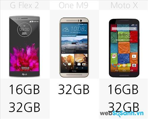 Các phiên bản dung lượng bộ nhớ trong của G Flex 2, One M9 và Moto X
