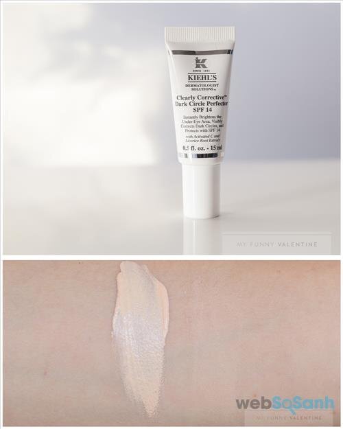 Chất kem của Kiehl’s Clearly Corrective Dark Circle Perfector Broad Spectrum SPF 30 mềm mượt, tone khá giống màu da