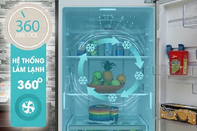 Công nghệ làm lạnh xoay chiều 360 Cooling sẽ giúp tủ lạnh làm lạnh đồng đều