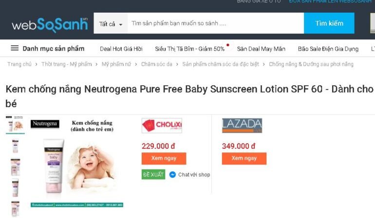 kem chống nắng Neutrogena Pure & Free Baby SPF 60+