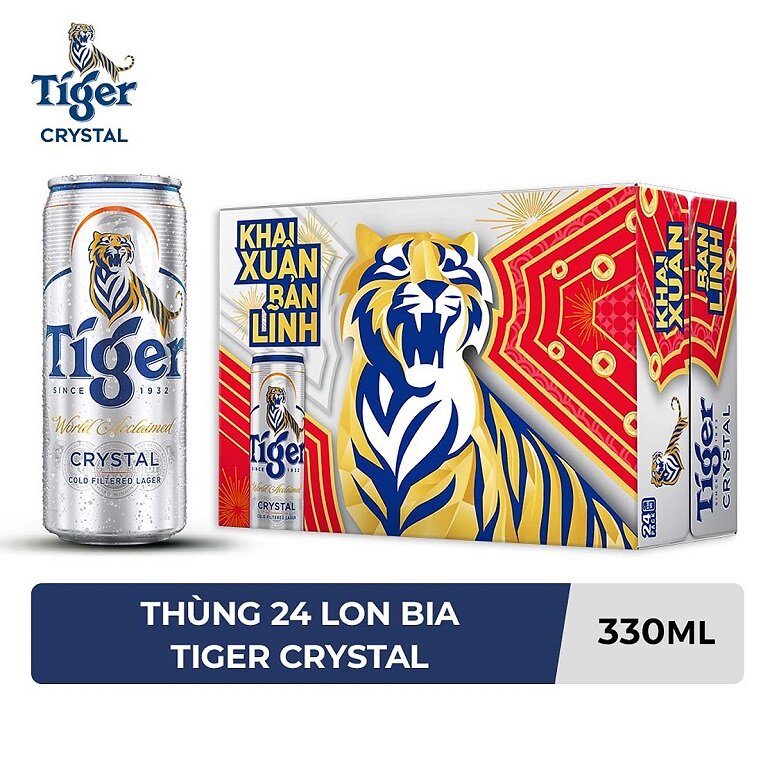 Thùng bia Tiger Crystal 24 lon 330ml - Phiên bản Tết 2023