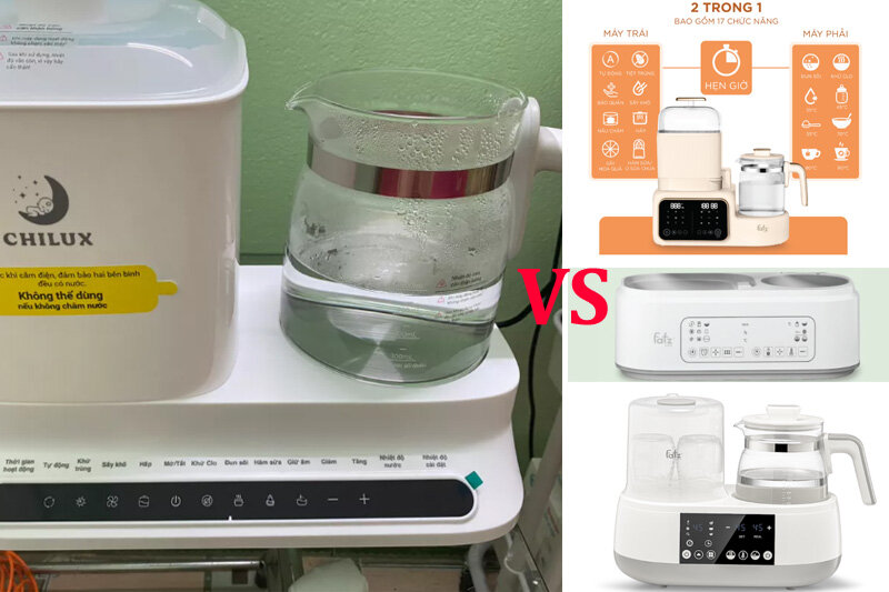 So sánh chất liệu, thiết kế máy tiệt trùng bình sữa Fatz và Chilux