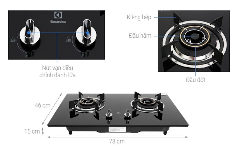 Bếp gas âm Electrolux EHG723BA thiết kế hiện đại, tính năng tiện ích