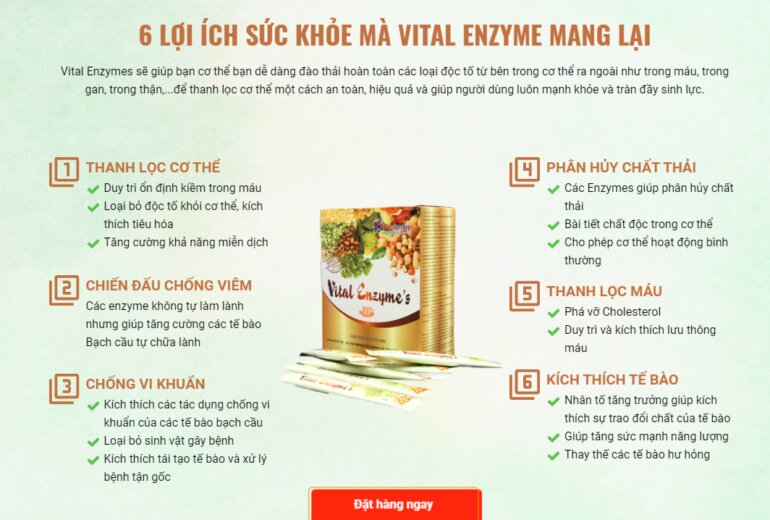 6 lợi ích của Vital Enzyme