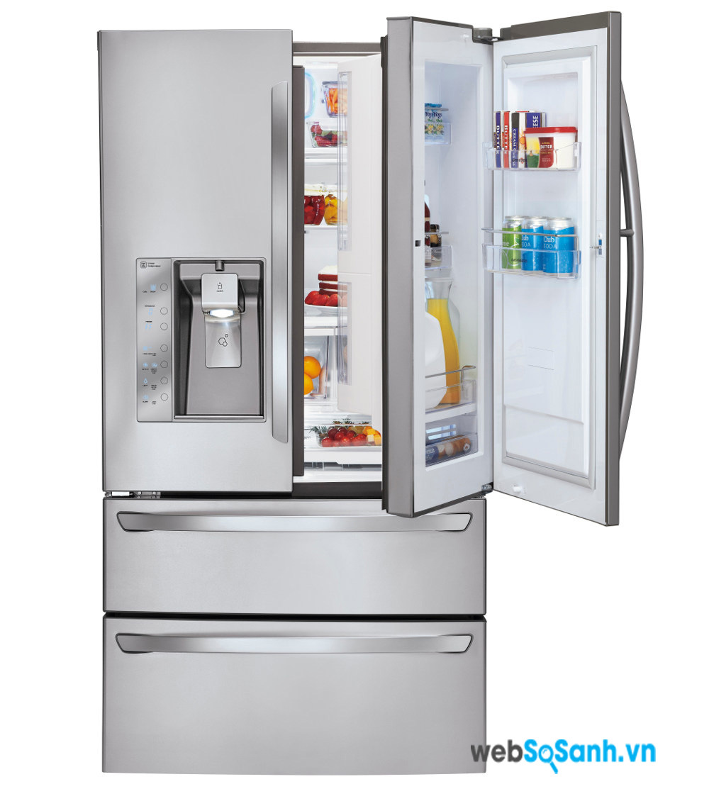 Nhiều tủ lạnh side by side có thiết kế cửa trong cửa rất tiện dụng
