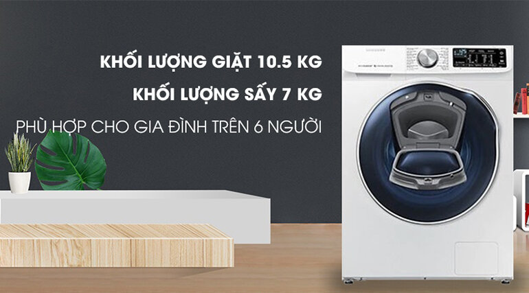 Máy giặt sấy Addwash 10.5Kg Samsung WD10N64FR2W/SV + Sấy 7kg