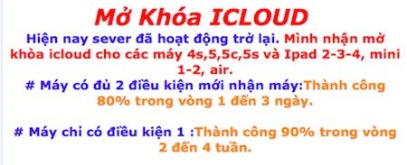 Rất nhiều dịch vụ nhận mở khóa iCloud hiện nay tại Việt Nam