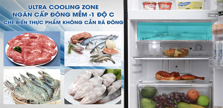 Tủ lạnh Hitachi R-HW60N với ngăn đông mềm giúp người dùng chế biến thực phẩm ngay mà không cần phải rã đông
