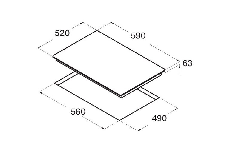 Kích thước của bếp từ âm 3 vùng nấu Cata IB 6030 X 