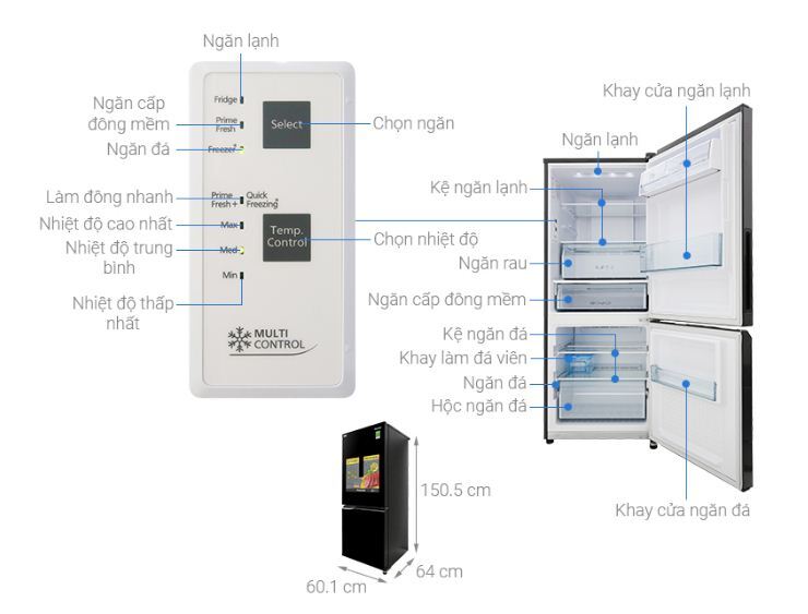 Tủ lạnh Panasonic Inverter 255 lít NR-BV289QKV2 - Giá rẻ nhất: 7.500.000 vnđ