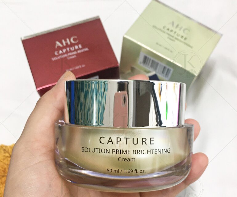 Kem AHC Capture Solution Prime Brightening Cream (màu vàng) - giải quyết thâm nám, dưỡng trắng da.