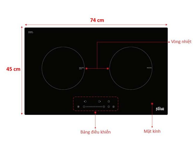 Bếp điện từ của Ferroli có chức năng nấu đa dạng, tính năng an toàn đạt chuẩn