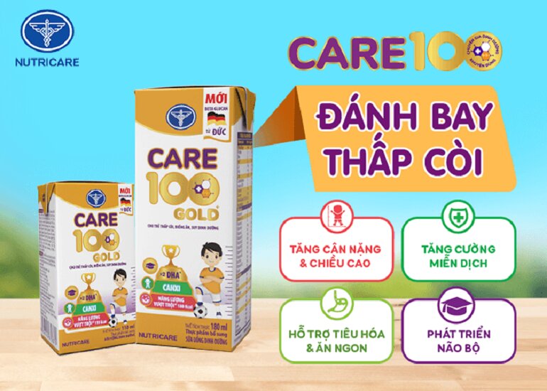 Sữa pha sẵn tốt cho bé bị táo bón - sữa Care 100 Gold